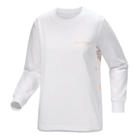 Camiseta de manga larga con cuello redondo Kragg Cotton Bird «Blanco Naranja»