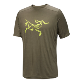 Camiseta Ionia de lana merino con logotipo «Verde oliva»