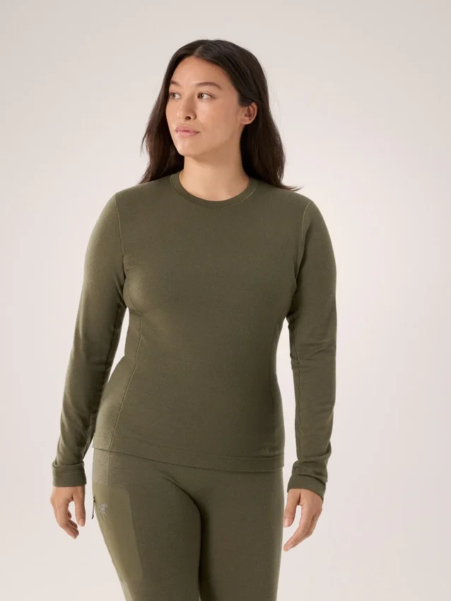 Satoro de lana merino con cuello redondo y manga larga para mujer