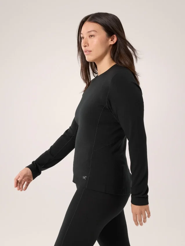 Satoro de lana merino con cuello redondo y manga larga para mujer
