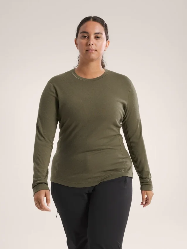 Satoro de lana merino con cuello redondo y manga larga para mujer