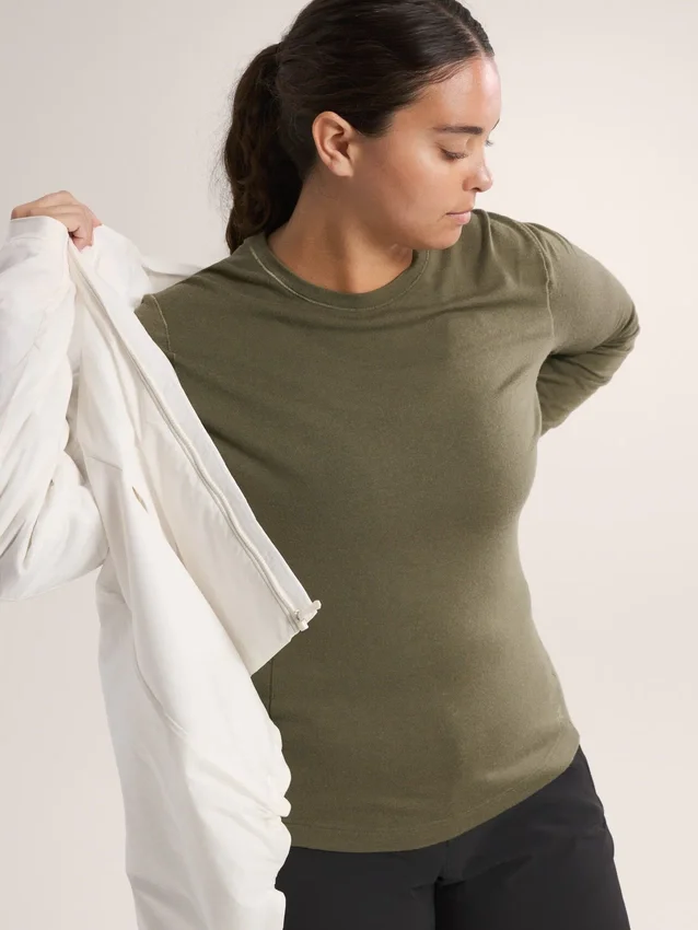 Satoro de lana merino con cuello redondo y manga larga para mujer