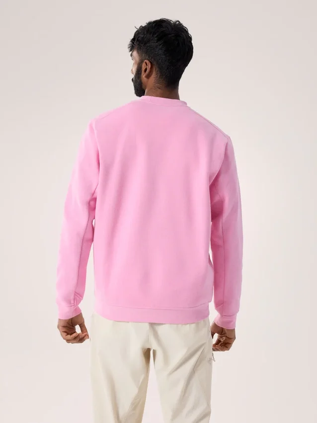 Suéter de forro polar con cuello redondo y emblema para hombre
